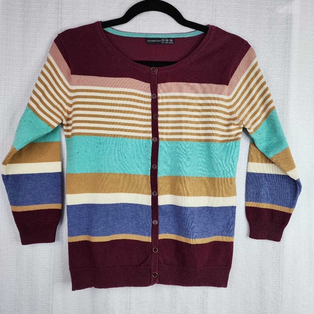 NWOT  LIGHTWEIGHT MULTI COLORED CARDIGAN BY ATMOSPHERE - SIZE US 10/UK10 MEDIUM